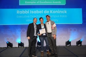 Rabbi Isabel de Koninck receiving the Richard M. Joel Exemplar of Excellence Award